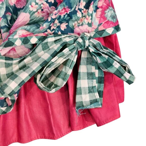 2 Vintage 90s Girls 18 Month 2T Floral Party Dresses Layered‎ Pink Collar Formal - Picture 10 of 14